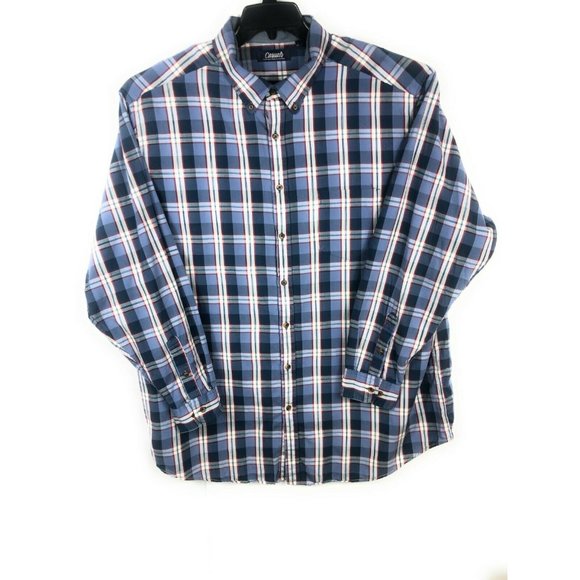 Casuals Roundtree & Yorke Men's Blue Red Shirt 3XT Button Up Long Sleeve A19 - Picture 1 of 4